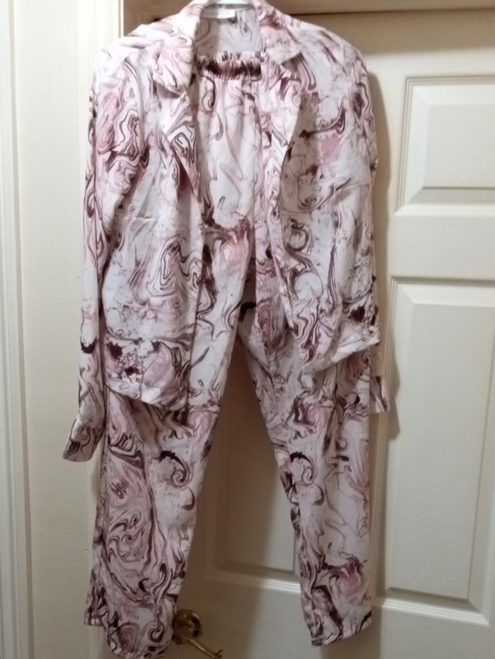 Ces Femme Pink Marble RETRO Vintage Pant Set